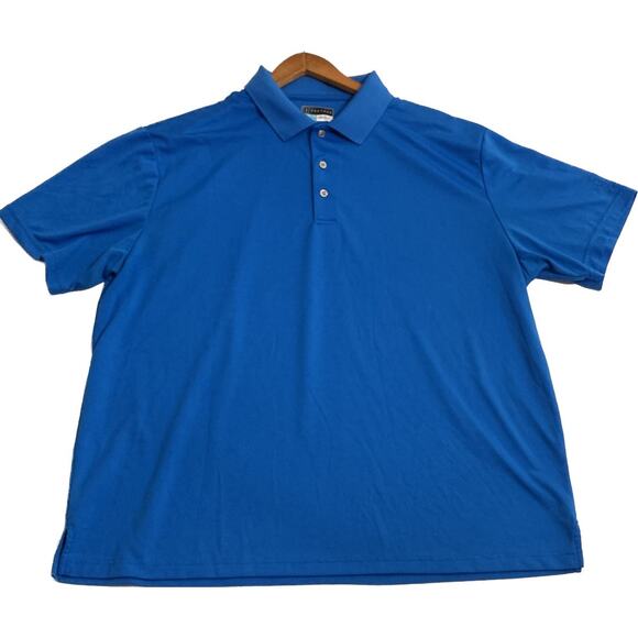 PGA Tour Airflux Mens Golf Shirt Blue Short Sleeve 3 Button Polo Style Size XXL - Picture 9 of 10